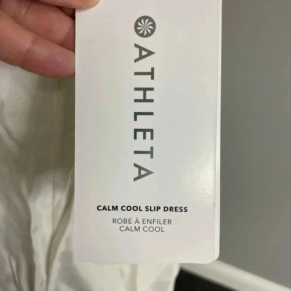 Athleta NWT Women's Calm Cool Slip Dress Ivory Off White Size Medium Retail $119